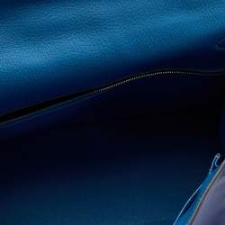 Hermes Bleu Electrique/Mykonos Epsom Leather Palladium Finish Kelly Retourne 35 Bag
