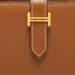 Pre Owned Hermés Gold Epsom Leather Bearn Gusset Wallet