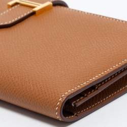 Pre Owned Hermés Gold Epsom Leather Bearn Gusset Wallet