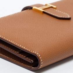Pre Owned Hermés Gold Epsom Leather Bearn Gusset Wallet