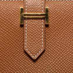 Pre Owned Hermés Gold Epsom Leather Bearn Gusset Wallet