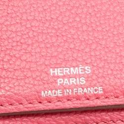 Pre Owned Hermes Rose Tyrien Chevre Mysore Leather Evelyne Long Wallet