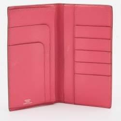 Pre Owned Hermes Rose Tyrien Chevre Mysore Leather Evelyne Long Wallet