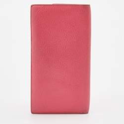 Pre Owned Hermes Rose Tyrien Chevre Mysore Leather Evelyne Long Wallet