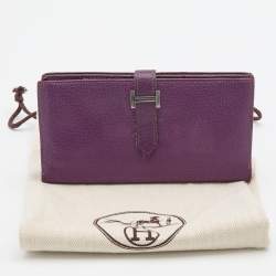 Hermès  Cyclamen Chevre Mysore Leather Palladium Finish Bearn Wallet