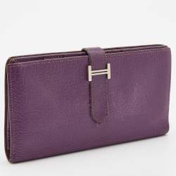 Hermès  Cyclamen Chevre Mysore Leather Palladium Finish Bearn Wallet