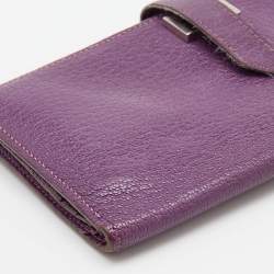 Hermès  Cyclamen Chevre Mysore Leather Palladium Finish Bearn Wallet