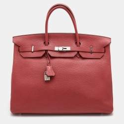 Hermes Sienne Taurillon Clemence Leather Palladium Finish Birkin 40 Bag