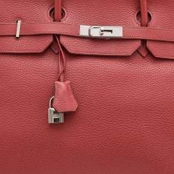 Hermes Sienne Taurillon Clemence Leather Palladium Finish Birkin 40 Bag