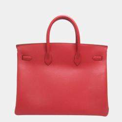 Hermes Red Courchevel Leather Gold Hardware Birkin 40 Bag 