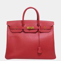Hermes Red Courchevel Leather Gold Hardware Birkin 40 Bag 