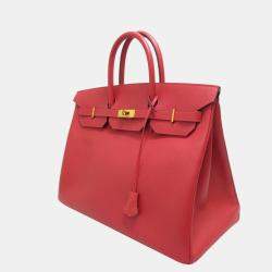 Hermes Red Courchevel Leather Gold Hardware Birkin 40 Bag 