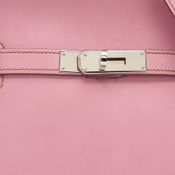 Pre Owned Hermes Pink Swift Leather Palladium Finish Jypsiere 28 Bag