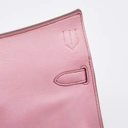 Pre Owned Hermes Pink Swift Leather Palladium Finish Jypsiere 28 Bag