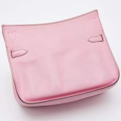 Pre Owned Hermes Pink Swift Leather Palladium Finish Jypsiere 28 Bag