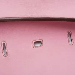 Pre Owned Hermes Pink Swift Leather Palladium Finish Jypsiere 28 Bag