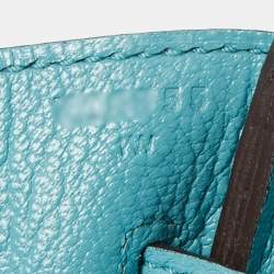 Hermes Blue Saint Cyr Taurillon Clemence Leather Palladium Finish Birkin 30 Bag