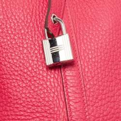 Pre Owned Hermes Rose Mexico Taurillon Clemence Leather Picotin Lock 18 Bag
