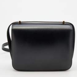 Pre Owned Hermes Black Veau Box Leather Gold Finish Constance III Mini Bag