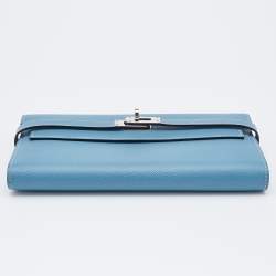 Pre Owned Hermes Blue Jean Epsom Leather Kelly Classic Wallet