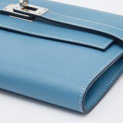 Pre Owned Hermes Blue Jean Epsom Leather Kelly Classic Wallet