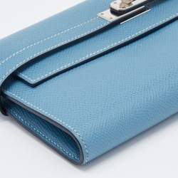 Pre Owned Hermes Blue Jean Epsom Leather Kelly Classic Wallet