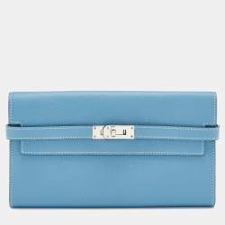 Hermes Blue Jean Epsom Leather Kelly Classic Wallet Hermes