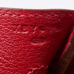 Pre Owned Hermes Rouge Casaque Veau Epsom Leather Gold Finish Birkin 30 Bag