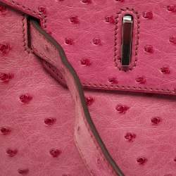 Pre Owned Hermes Fuchsia Ostrich Palladium Finish Birkin 35 Bag