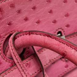 Pre Owned Hermes Fuchsia Ostrich Palladium Finish Birkin 35 Bag