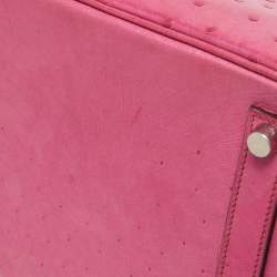 Pre Owned Hermes Fuchsia Ostrich Palladium Finish Birkin 35 Bag