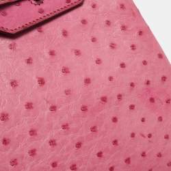 Pre Owned Hermes Fuchsia Ostrich Palladium Finish Birkin 35 Bag