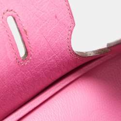 Pre Owned Hermes Fuchsia Ostrich Palladium Finish Birkin 35 Bag