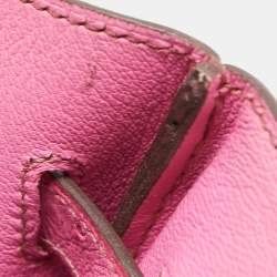 Pre Owned Hermes Fuchsia Ostrich Palladium Finish Birkin 35 Bag