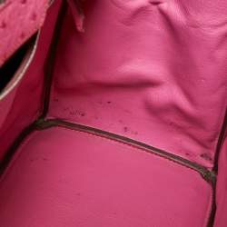 Pre Owned Hermes Fuchsia Ostrich Palladium Finish Birkin 35 Bag