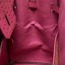 Pre Owned Hermes Fuchsia Ostrich Palladium Finish Birkin 35 Bag
