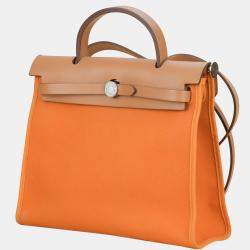 Pre Owned Hermes Orange  Leather Herbag 31 Shoulder Bag 
