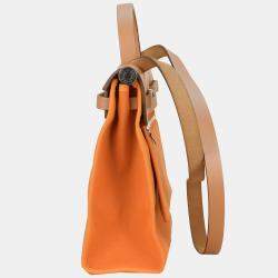Pre Owned Hermes Orange  Leather Herbag 31 Shoulder Bag 