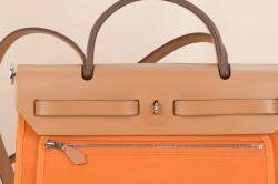 Pre Owned Hermes Orange  Leather Herbag 31 Shoulder Bag 