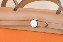 Pre Owned Hermes Orange  Leather Herbag 31 Shoulder Bag 