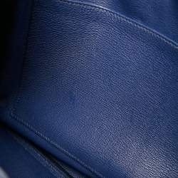 Pre Owned Hermes Blue Brighton Porosus Crocodile Palladium Finish Birkin 35 Bag
