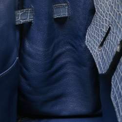 Pre Owned Hermes Blue Brighton Porosus Crocodile Palladium Finish Birkin 35 Bag