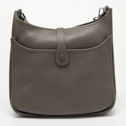 Pre Owned Hermes Etain Clemence Leather Evelyne III GM Bag