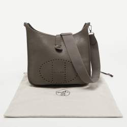 Pre Owned Hermes Etain Clemence Leather Evelyne III GM Bag