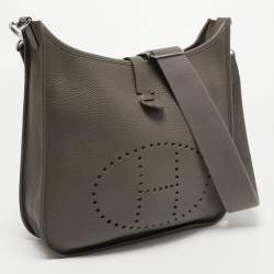 Pre Owned Hermes Etain Clemence Leather Evelyne III GM Bag