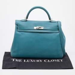 Hermes Bleu Jean Swift Leather Palladium Finish Kelly 35 Bag