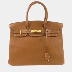 Hermes Birkin Bag Embossed Togo Leather Gold Hardware In Brown