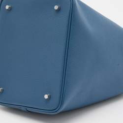 Pre Owned Hermes Bleu Brighton/Capucine/Bleu Saphir Epsom Leather Picotin Lock Tressage MM Bag