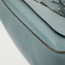 Pre Owned Hermes Ciel Taurillon Clemence Leather Palladium Finish Jypsiere 34 Bag