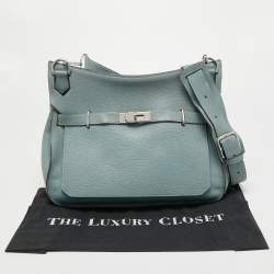 Pre Owned Hermes Ciel Taurillon Clemence Leather Palladium Finish Jypsiere 34 Bag